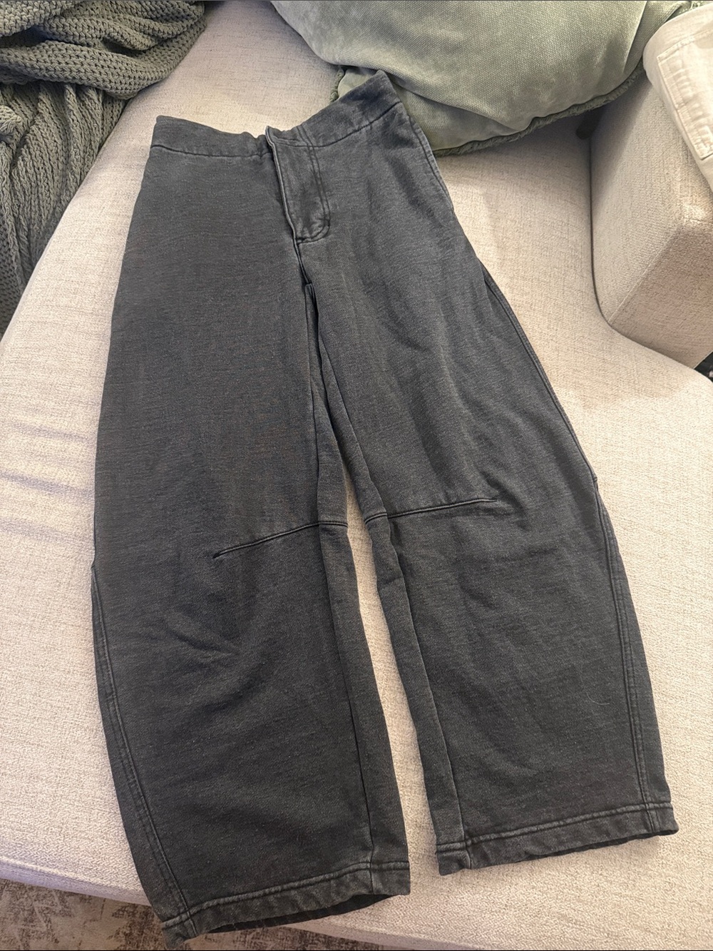 Urban Outfitters Barrel Sweatpants Button Fly Washed Charcoal Gray - xxs